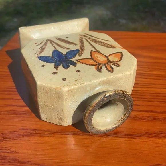 Vintage 💐 MCM Stoneware 70’s Small Floral Bud Vase Kitschy Home Accent Decor - Picture 8 of 16